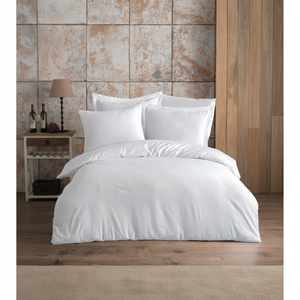 Ensemble de housse de couette en satin de coton blanc de la série Varol Zeus, taille King, 4 pièces, motif uni pour usage domestique - Product Image 3