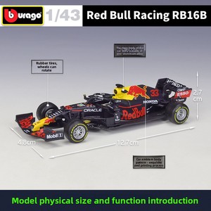 Bburago 1:43 <span class=keywords><strong>Red</strong></span> <span class=keywords><strong>Bull</strong></span> Racing RB16B # 33 Max Verstappen Modèles de voitures de course F1 en métal moulé sous pression pour collectionneurs, cadeau, vente en gros - Product Image 2