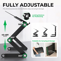 Table de travail ventilée réglable en hauteur pour ordinateur portable, plateau de bureau pliable pour la maison et le bureau (vente en gros)