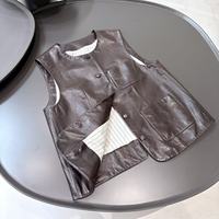 Gilet classique en cuir véritable vintage imperméable pour femme, de haute qualité, idéal pour le quotidien et les trajets professionnels