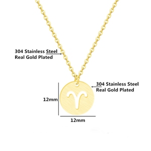 Collana con Ciondolo in Acciaio Inossidabile 316 per Donna, Colore Oro, 12 Segni Zodiacali Ariete Leone, <span class=keywords><strong>Gioielli</strong></span> - Product Image 5