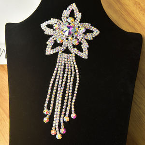 Applique en strass de cristal décorative sur base métallique, patchs en cristal AB taille Marquise, <span class=keywords><strong>à</strong></span> coudre sur l'épaule, pour ceinture de mariée - Product Image 3