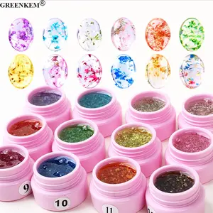 8ml 12 colori secchi petalo fiore Gel smalto per unghie per pittura Nail Art Gel fiore secco Gel UV fiore