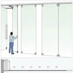 HDSAFE-Cloison coulissante en verre pour bureau, grande pile, porte pliante, rideau en verre, diviseur de pièce mobile