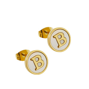 Bijoux personnalisés en acier inoxydable 26 alphabet anglais <span class=keywords><strong>lettre</strong></span> boucles d'oreilles initiale ronde <span class=keywords><strong>nacre</strong></span> coquille de <span class=keywords><strong>nacre</strong></span> boucles d'oreilles - Product Image 6