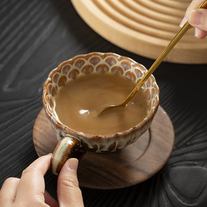 แก้วกาแฟเซรามิกเคลือบรีแอกทีฟแบบทำมือ ลายคลื่นแบบมีพื้นผิว สำหรับกาแฟพิเศษและการใช้งานในบ้านสมัยใหม่ - Product Image 2