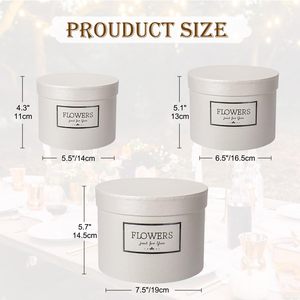 Kapaklı 3 beyaz yuvalama hediye kutusu seti yuvarlak sert mat kaplama çeşitli boyutlarda çiçek kutuları ve hediyeler için - Product Image 2