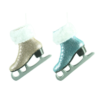 Nouvelle conception de chaussures en plastique à paillettes, ornement de Noël, forme de patins à glace, charme pour arbre de Noël