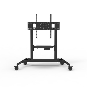 Mobile <b>Tv</b> <b>Bracket</b> Electric Lift Dual Motor Black <b>Stand</b> With Socket For Presentation Products - Product Image 3