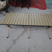 Ensemble de meubles de salle à manger d'extérieur en aluminium moderne avec table et chaises pliantes à hauteur réglable, panneau MDF, utilisation portable pour la plage/le camping