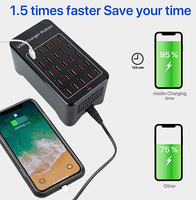 Station de charge USB intelligente haute puissance 100W avec 10 ports USB + 10 ports Type C, adaptateur mural rapide pour téléphone portable, ordinateur portable, appareils électriques