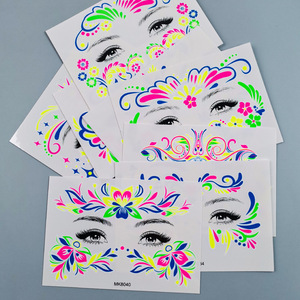 Autocollants de tatouage fluorescent pour le visage Tiebeauty, imperméables, design princesse pour enfants, MK8029 MK8040, autocollants à transfert pour les yeux et le visage - Product Image 3