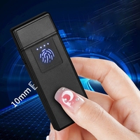 Briquet à cigarettes rechargeable par USB à double face résistant au vent avec logo personnalisable et fonction tactile par empreinte digitale