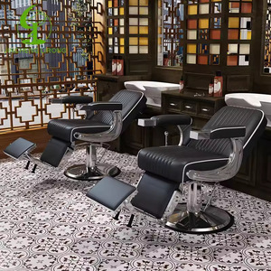 Sillón de Barbería Hidráulico Profesional, Cuero Sintético, Altura Ajustable, Base Redonda, Muebles de Salón, Diseño Contemporáneo - Product Image 1