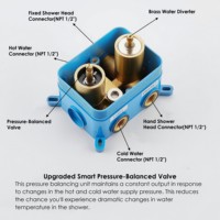 Ensemble de douche thermostatique à effet pluie de 8 pouces, robinet en laiton dissimulé à valve céramique et pression équilibrée, idéal pour les salles de bain d'appartements – Vente chaude