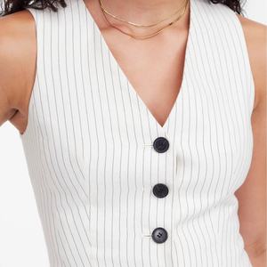 Conjunto de Dos Piezas de Ropa de Mujer, Elegante, de Lino y Algodón, con Cuello en V y Botones, para Verano - Product Image 3