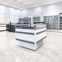 Refroidisseur d'îlot commercial enfichable 360 °   Réfrigérateur de présentation panoramique avec logo couleur personnalisable pour supermarché