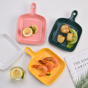 Nórdicos <span class=keywords><strong>en</strong></span> forma de <span class=keywords><strong>Ronda</strong></span> mate de cristal vajilla de cerámica para hornear Pan comida placa para fiesta de campamento - Product Image 2