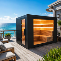 Kabin Sauna Inframerah Jauh Kayu Solid Modern untuk 5-6 Orang, Cocok untuk Kebun Belakang Rumah, Tempat Perawatan Kesehatan dan Relaksasi
