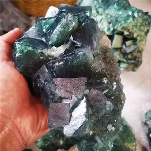 Minéraux de fluorite naturelles, spécimen de cristal de fluorite verte, pierre brute, minéraux, madaiscar, vente en gros