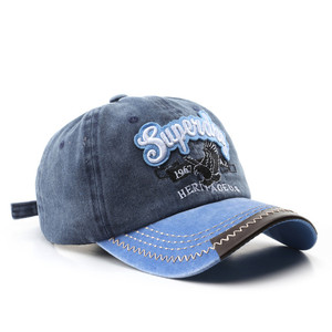Washed Vintage Baseball <strong>Cap</strong> with <strong>Superdry</strong> Eagle Embroidery Retro Distressed Adjustable Sun Hat - Product Image 4