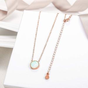 Minimalist Jewelry Adjustable Layering Engraved Letter Name <strong>Necklace</strong> Rose Gold Disc Initial <strong>Opal</strong> <strong>Necklace</strong> - Product Image 2