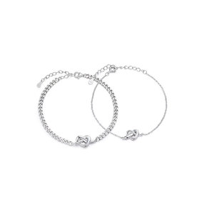 Heart-Shaped Couple Bracelets Silver Plated Valentine's Day Gift Set For Lovers - Product Image 3