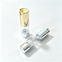 Flacon pompe cylindrique de luxe sans air pour lotion 15/30ml, plaqué or/argent, rechargeable, pour soins de la peau, impression personnalisée