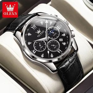 Montre pour homme 2888, montre sport à quartz pour homme avec calendrier, aiguilles lumineuses, bracelet en cuir, montre-bracelet étanche pour homme - Product Image 2