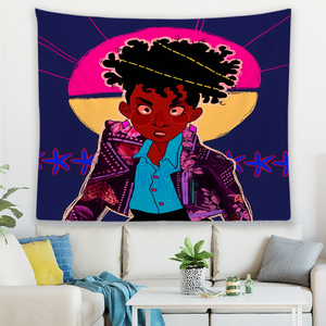 <span class=keywords><strong>Jolie</strong></span> fille africaine Femme noire Tapisserie murale imprimée avec logo personnalisé pour la décoration intérieure - Product Image 4