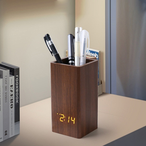 Bằng gỗ đồng hồ báo thức kỹ thuật số, nhiệt độ chủ bút bảng đồng hồ cho quà tặng khuyến mãi với giá rẻ nhất giá LED bàn đồng hồ biểu tượng tùy chỉnh - Product Image 4