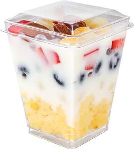 Tasses à dessert en plastique de 5 onces avec couvercles et cuillères Conteneur d'apéritif pour gâteau congelé pour pouding Mousse aux fruits Yaourt - Product Image 2