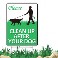Panneau de jardin en plastique ondulé double face personnalisé, résistant aux intempéries, avec avertissement de nettoyage des excréments de chien et piquet en H