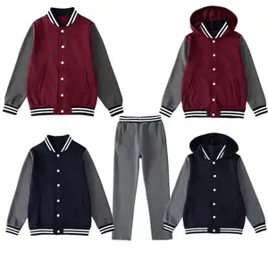 OEM Students School Uniforms Sets Kids Baseball Jacket T Shirt Pants Sweatsuit Sets Custom Primary Secondary High School Badge