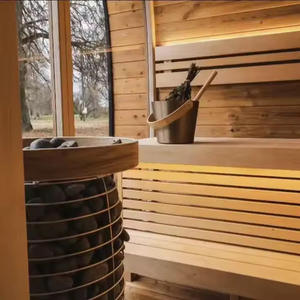 فندق منزلي مباشر حديث من خشب الأرز الأحمر معدات غرفة ساونا صحية بالبخار الرطب تركيب كهربائي من الباب إلى الباب - Product Image 3