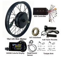 Kit de conversion de moteur de moyeu arrière sans balais et sans engrenages pour vélo électrique Fat Ebike 19 pouces, jante 19x1.85, 60V 72V 3000W