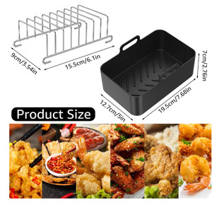 Nouveau design 6 pièces ensemble en acier inoxydable gril support brochette panier en silicone grille-pain support-cuisson plats casseroles pour friteuse à air - Product Image 2