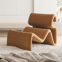 Canapé individuel scandinave design en forme de S, style moderne et minimaliste, pour chambre à coucher, hôtel, fauteuil confortable en tissu, mobilier de maison