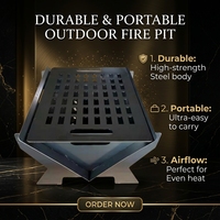 Brasero pliant moderne en acier pour jardin, barbecue, support de feu détachable, portable, facile à nettoyer pour le camping en extérieur