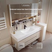 En stock, Plan de lavabo de salle de bain moderne et minimaliste, monobloc sans joint, en dalle carrée ou rectangulaire, façonnée à chaud