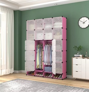 Bonne qualité Pp plastique pliable <span class=keywords><strong>pas</strong></span> <span class=keywords><strong>cher</strong></span> bébé 12 Cubes avec jolis autocollants Portable en plastique enfants placard armoire - Product Image 1