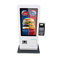 AWSTOUCH Kiosque de commande alimentaire en libre-service avec écran tactile de 15,6 pouces et lecteur de codes-barres, machine de paiement en libre-service pour les commandes