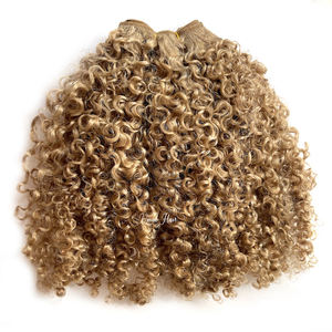 生非洲卷毛缅甸蜂蜜金发扭结卷发27自然小扭结非洲卷发纬纱波杰瑞卷发人类发束 - Product Image 1