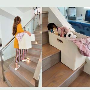 Panier à linge pliable en osier jonc de mer <span class=keywords><strong>Escalier</strong></span> pliable Oxford Pliant Tissu Toile Cuir <span class=keywords><strong>Escalier</strong></span> Étape Paniers de rangement - Product Image 4