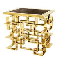 Table basse en acier inoxydable deux tons couleur or et argent