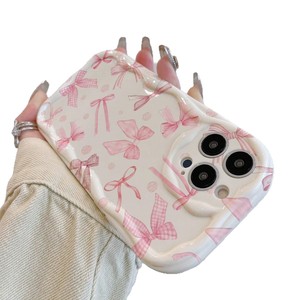 เคสลายจุดผูกโบว์ เหมาะสำหรับ iPhone 17 Pro Max, 16 Plus เคสสีครีม, 15 น่ารัก, 14 สไตล์สาวหวาน, 13 สไตล์ยอดนิยม - Product Image 5