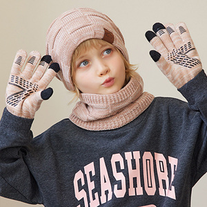 Ensemble de 3 pièces pour bébé en tricot d'hiver : gants, bonnet et écharpe, imperméable au vent, en velours chaud, pour enfants, garçons, bonnets et chapeaux - Product Image 3