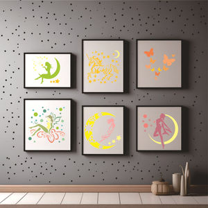 9 Uds Hada mariposa dibujo pintura plantillas seta de ensueño mariposa Luna estrella elfo <span class=keywords><strong>plantilla</strong></span> 6 pulgadas - Product Image 4