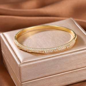 Fashion Tennis Bracelet Gold Zircon Inlay Channel Setting Women's Jewelry Gift - Product Image 3