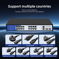 Tshield 16-Port PoE Switch + 2 Gigabit Uplink + 2 SFP-Steckplätze Unmanaged Full-Duplex & Half-Duplex 38Gbps Rack für Lagerbestände